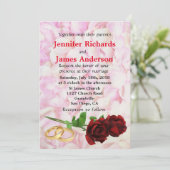 Roses rouges et anneaux Mariages Faire-part de mar (Debout devant)