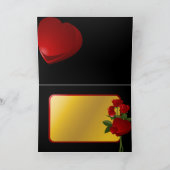 Roses rouges et coeurs sur la carte de Saint-Valen (Intérieur)