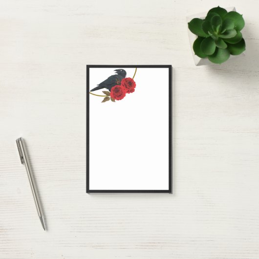 Roses rouges et corbeaux Notes post-it (Bureau)