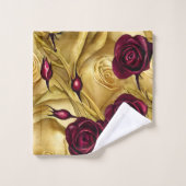 Roses rouges et dorées (Gant de toilette)