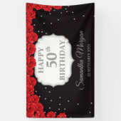 Roses rouges et éclat argenté bannière du 50e anni (Vertical)