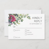 Roses rouges et Eucalyptus Mariage floral RSVP (Devant)