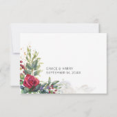 Roses rouges et Eucalyptus Mariage floral RSVP (Dos)