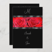 Roses rouges et Faire-part de mariage de monogramm (Devant / Derrière)