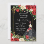 Roses rouges et noirs Mis Quince Invitation (Devant)