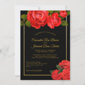 Roses rouges et rayures Faire-part de mariage offi (Devant)