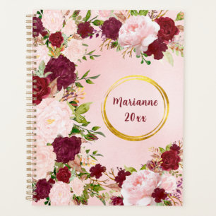 Roses rouges et roses avec cadre de nom doré perso