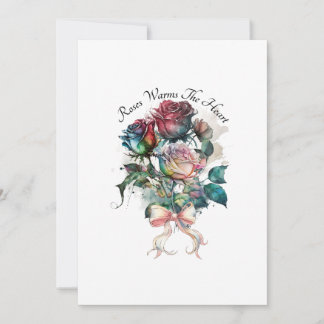 Roses rouges et roses avec une carte à nœud