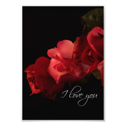Roses rouges et roses "Je t'aime" Photo Print (Devant)