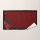 Roses rouges et serviette de bain corbeau (Serviette à main)