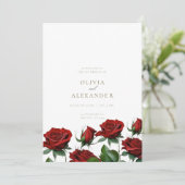 Roses rouges Faire-part de mariage moderne (Debout devant)