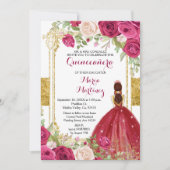 Roses rouges Fleurs or Quinceanera Invitation (Devant)