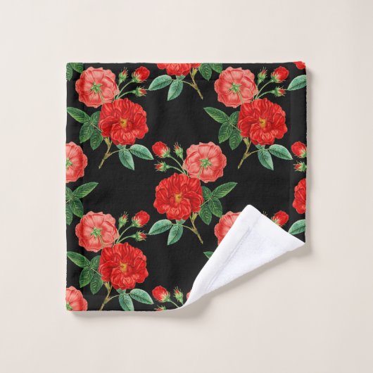 Roses rouges, fond noir, (Gant de toilette)