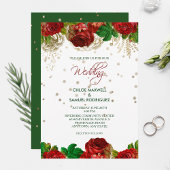 Roses rouges Frontière Faire-part de mariage flora