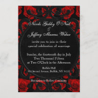 Roses rouges gothiques Faire-part de mariage victo