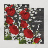 Roses Rouges & Gypsophile sur un Numéro de Table e (Devant / Derrière)