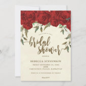 roses rouges invitation à la douche nuptiale fleur (Devant)