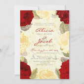 Roses rouges peintes Faire-part de mariage (Devant)