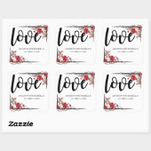 Roses rouges personnalisées et Stickers mariage d' (Feuille)