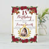 Roses Rouges Romantiques Floral Anniversaire Carte (Debout devant)