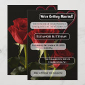 Roses Rouges Romantiques Invitation de Mariage d'A (Devant / Derrière)