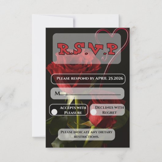 Roses Rouges Romantiques Invitation de Mariage d'A (Devant)