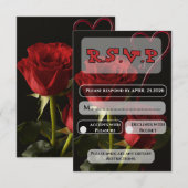 Roses Rouges Romantiques Invitation de Mariage d'A (Devant / Derrière)
