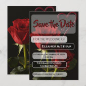 Roses Rouges Romantiques Invitation de Mariage d'A (Devant / Derrière)
