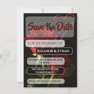 Roses Rouges Romantiques Invitation de Mariage d'A