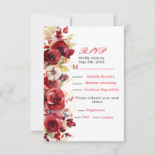 Roses rouges romantiques Mariage floral RSVP (Devant)