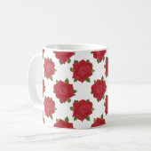 Roses rouges romantiques Mug de café personnalisé (Devant gauche)