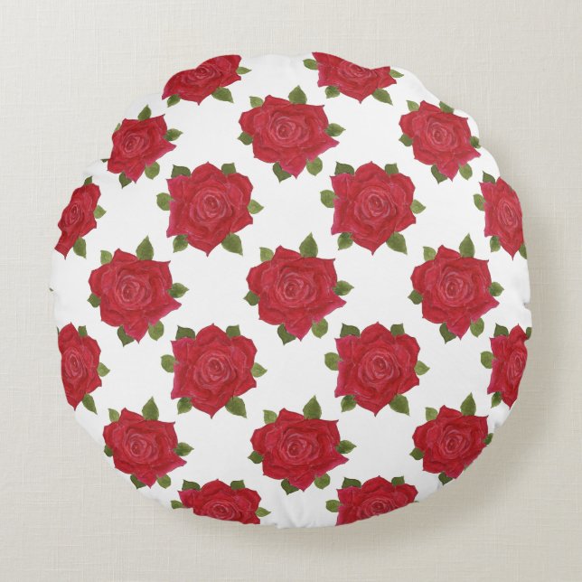 Roses rouges romantiques sur Coussin rond personna (Devant)