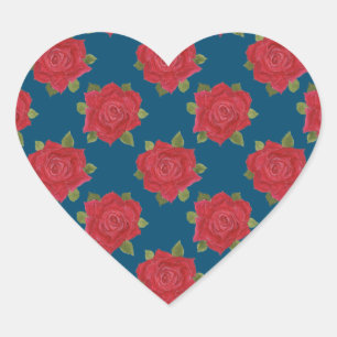 Roses rouges romantiques sur Stickers Vingt Coeurs