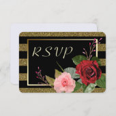 Roses rouges roses rose étincelante Mariage RSVP (Devant / Derrière)