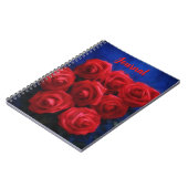 Roses rouges sur Blue Personal Flower Journal (Côté gauche)