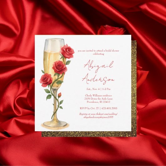 Roses Rouges sur Invitation de Fête de Fiançailles