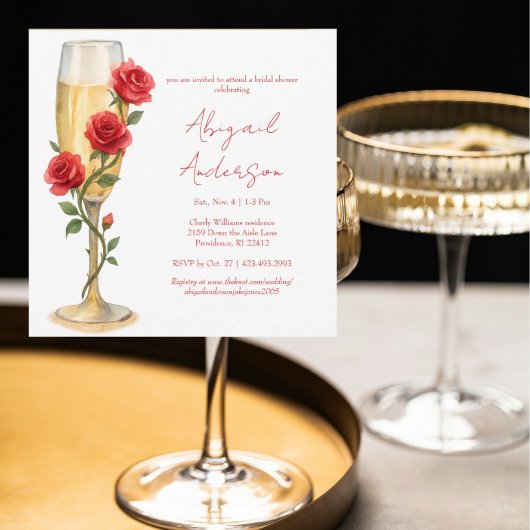 Roses Rouges sur Invitation de Réception de Mariag