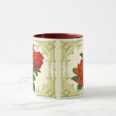 Roses rouges victoriennes Mug de café à cadre doré (Centre)