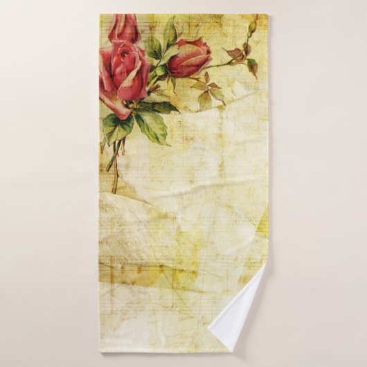 Roses rouges vintages, élégantes (Serviette de bain)