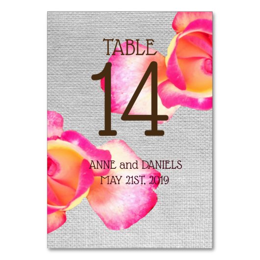 Roses rustiques, Cartes Numéro De Table (Par défaut)