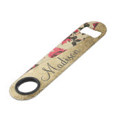 Roses rustiques rouges sur le monogramme d'or de (Devant angulaire)