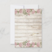 Roses Rustiques sur Bois RSVP de Mariage (Dos)