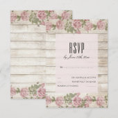 Roses Rustiques sur Bois RSVP de Mariage (Devant / Derrière)