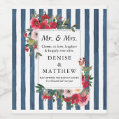 Roses sauvages et Denim noir Étiquette de vin en b (Étiquettes simples)