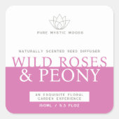 Roses sauvages et étiquette de diffuseur de roseau (Devant)