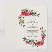 Roses sauvages et Faire-part de mariage blanc neig (Devant / Derrière)