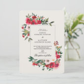 Roses sauvages et Faire-part de mariage blanc neig (Debout devant)