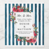 Roses sauvages et minuit Turquoise Étiquette à vin (Étiquettes simples)