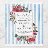 Roses sauvages et Omphalodes Étiquette de vin bleu (Étiquettes simples)