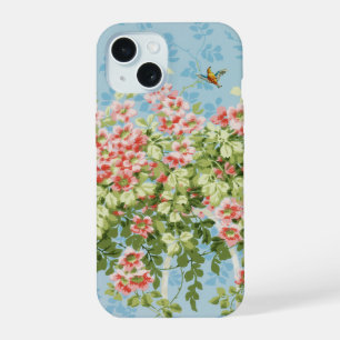 Roses SAUVAGES, FEUILLES VERTS, OISEAU VOLANT DANS